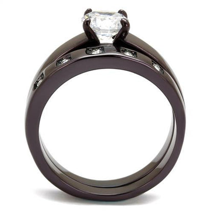 TK2547 - IP Dark Brown (IP coffee) Stainless Steel Ring with AAA Grade CZ  in Clear