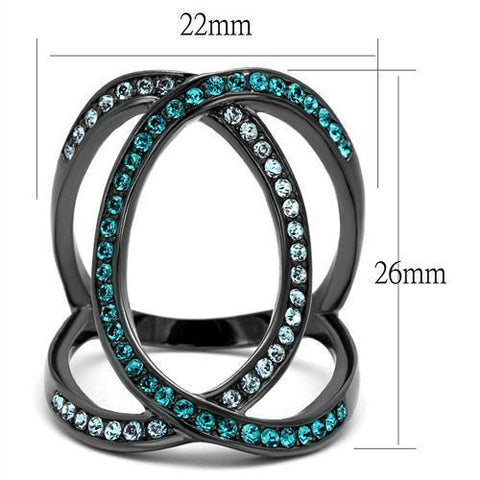 TK2557 - IP Light Black  (IP Gun) Stainless Steel Ring with Top Grade Crystal  in Multi Color