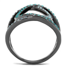 TK2557 - IP Light Black  (IP Gun) Stainless Steel Ring with Top Grade Crystal  in Multi Color