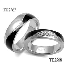 TK2568 - Two-Tone IP Black (Ion Plating) Stainless Steel Ring with Top Grade Crystal  in Clear