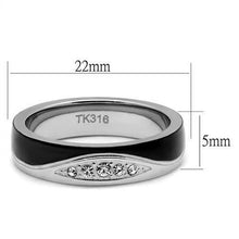 TK2568 - Two-Tone IP Black (Ion Plating) Stainless Steel Ring with Top Grade Crystal  in Clear