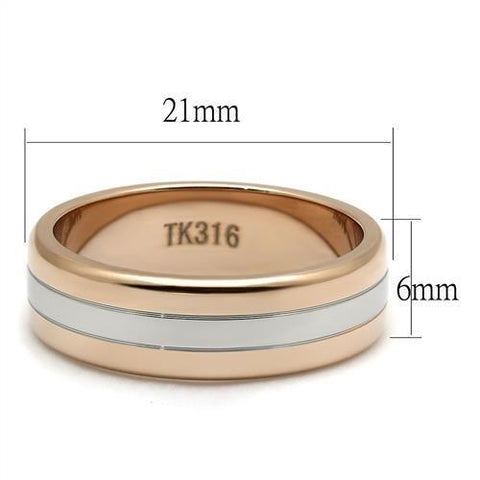 TK2569 - Two-Tone IP Rose Gold Stainless Steel Ring with No Stone