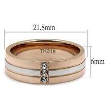 TK2570 - Two-Tone IP Rose Gold Stainless Steel Ring with Top Grade Crystal  in Clear