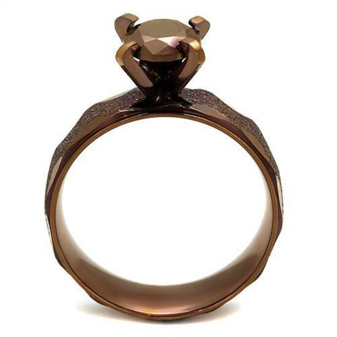 TK2596 - IP Coffee light Stainless Steel Ring with AAA Grade CZ  in Light Coffee