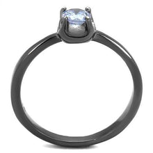 TK2609 - IP Light Black  (IP Gun) Stainless Steel Ring with AAA Grade CZ  in Light Amethyst