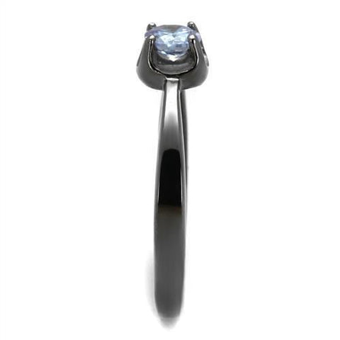 TK2609 - IP Light Black  (IP Gun) Stainless Steel Ring with AAA Grade CZ  in Light Amethyst