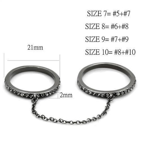 TK2614 - IP Light Black  (IP Gun) Stainless Steel Ring with Top Grade Crystal  in Jet