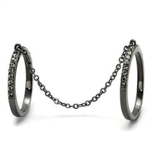 TK2614 - IP Light Black  (IP Gun) Stainless Steel Ring with Top Grade Crystal  in Jet