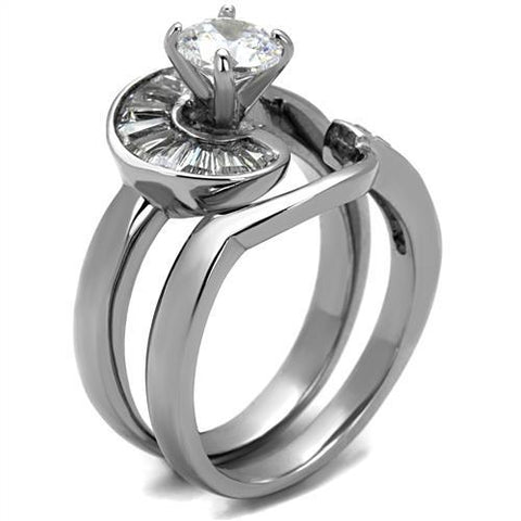 TK2617 - No Plating Stainless Steel Ring with AAA Grade CZ  in Clear