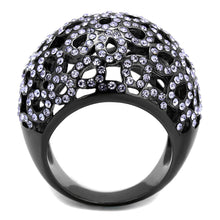 TK2642 - IP Light Black  (IP Gun) Stainless Steel Ring with Top Grade Crystal  in Tanzanite