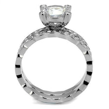 TK2659 - High polished (no plating) Stainless Steel Ring with AAA Grade CZ  in Clear