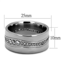 TK2667 - High polished (no plating) Stainless Steel Ring with AAA Grade CZ  in Clear