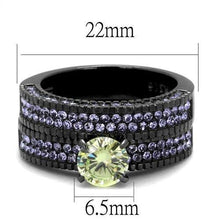 TK2672 - IP Light Black  (IP Gun) Stainless Steel Ring with AAA Grade CZ  in Apple Green color