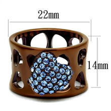 TK2676 - IP Coffee light Stainless Steel Ring with Top Grade Crystal  in Aquamarine