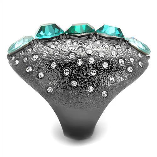 TK2698 - IP Light Black  (IP Gun) Stainless Steel Ring with Top Grade Crystal  in Multi Color