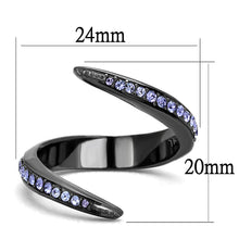 TK2732 - IP Light Black  (IP Gun) Stainless Steel Ring with Top Grade Crystal  in Tanzanite