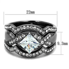 TK2741 - IP Light Black  (IP Gun) Stainless Steel Ring with AAA Grade CZ  in Clear