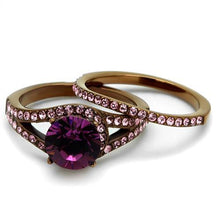 TK2745 - IP Coffee light Stainless Steel Ring with Top Grade Crystal  in Amethyst