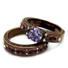 TK2746 - IP Coffee light Stainless Steel Ring with AAA Grade CZ  in Amethyst