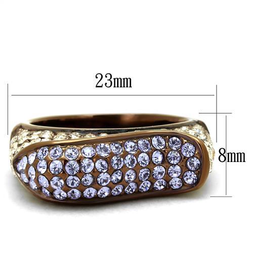 TK2754 - IP Coffee light Stainless Steel Ring with Top Grade Crystal  in Multi Color