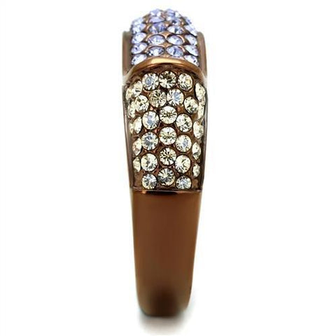 TK2754 - IP Coffee light Stainless Steel Ring with Top Grade Crystal  in Multi Color