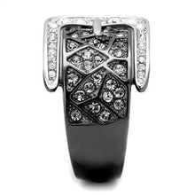 TK2769 - Two-Tone IP Black Stainless Steel Ring with Top Grade Crystal  in Black Diamond