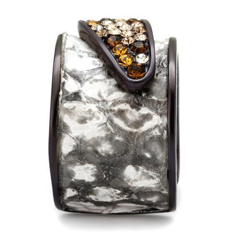 TK2781 - IP Dark Brown (IP coffee) Stainless Steel Ring with Top Grade Crystal  in Multi Color