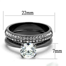 TK2797 - IP Light Black  (IP Gun) Stainless Steel Ring with AAA Grade CZ  in Clear