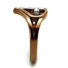 TK2802 - Two Tone IP Light Brown (IP Light coffee) Stainless Steel Ring with Top Grade Crystal  in Clear