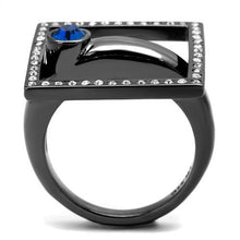 TK2808 - IP Light Black  (IP Gun) Stainless Steel Ring with Top Grade Crystal  in Capri Blue