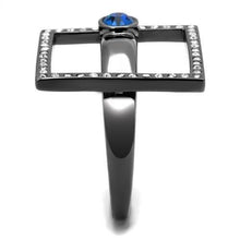 TK2808 - IP Light Black  (IP Gun) Stainless Steel Ring with Top Grade Crystal  in Capri Blue