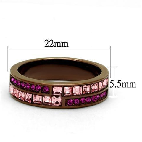 TK2837 - IP Coffee light Stainless Steel Ring with Top Grade Crystal  in Multi Color