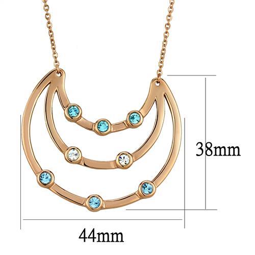 TK2857 - IP Rose Gold(Ion Plating) Stainless Steel Necklace with Top Grade Crystal  in Multi Color