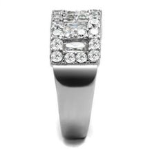 TK2866 - High polished (no plating) Stainless Steel Ring with AAA Grade CZ  in Clear