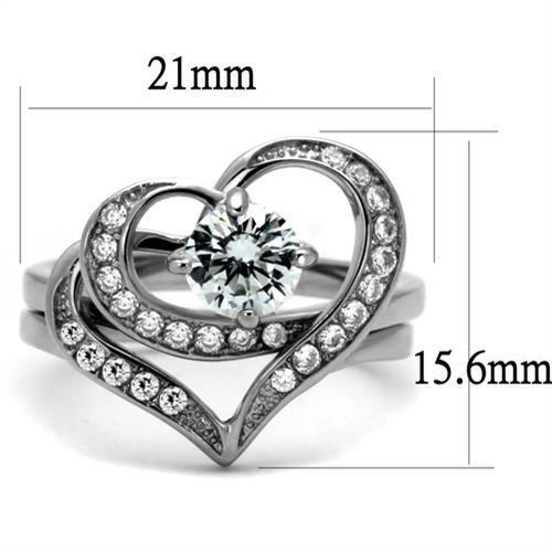 TK2868 - High polished (no plating) Stainless Steel Ring with AAA Grade CZ  in Clear