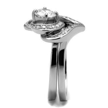 TK2868 - High polished (no plating) Stainless Steel Ring with AAA Grade CZ  in Clear