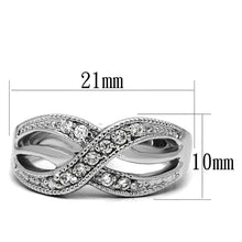 TK2873 - High polished (no plating) Stainless Steel Ring with AAA Grade CZ  in Clear