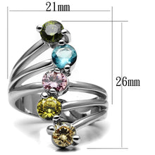 Sigrid Cocktail Ring - Stainless Steel, AAA CZ , Multi Color - TK2876