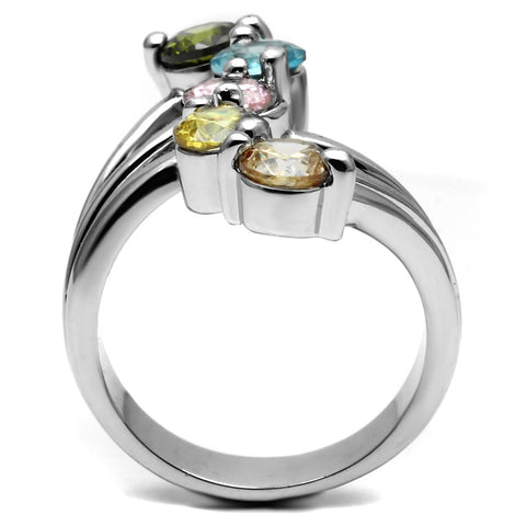 Sigrid Cocktail Ring - Stainless Steel, AAA CZ , Multi Color - TK2876