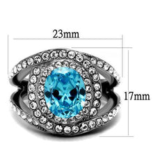 TK2900 - High polished (no plating) Stainless Steel Ring with Synthetic Synthetic Glass in Sea Blue