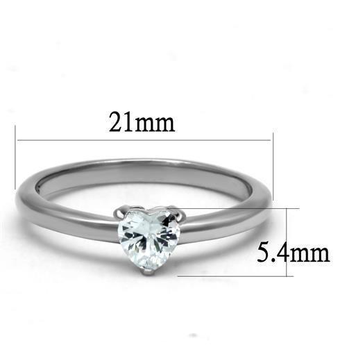 TK2904 - High polished (no plating) Stainless Steel Ring with AAA Grade CZ  in Clear