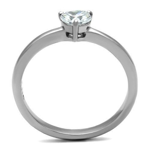 TK2904 - High polished (no plating) Stainless Steel Ring with AAA Grade CZ  in Clear