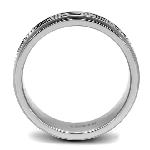 TK2924 - High polished (no plating) Stainless Steel Ring with Epoxy  in Jet