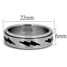 TK2926 - High polished (no plating) Stainless Steel Ring with Epoxy  in Jet