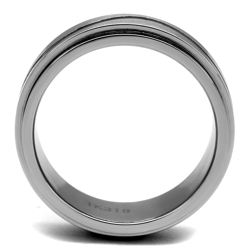 TK2929 - High polished (no plating) Stainless Steel Ring with Epoxy  in Jet