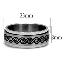 TK2930 - High polished (no plating) Stainless Steel Ring with Epoxy  in Jet