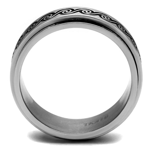 TK2930 - High polished (no plating) Stainless Steel Ring with Epoxy  in Jet