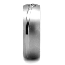 TK2931 - High polished (no plating) Stainless Steel Ring with AAA Grade CZ  in Clear