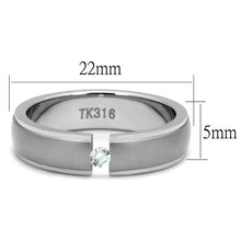 TK2935 - High polished (no plating) Stainless Steel Ring with AAA Grade CZ  in Clear