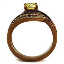 TK2959 - IP Coffee light Stainless Steel Ring with AAA Grade CZ  in Topaz